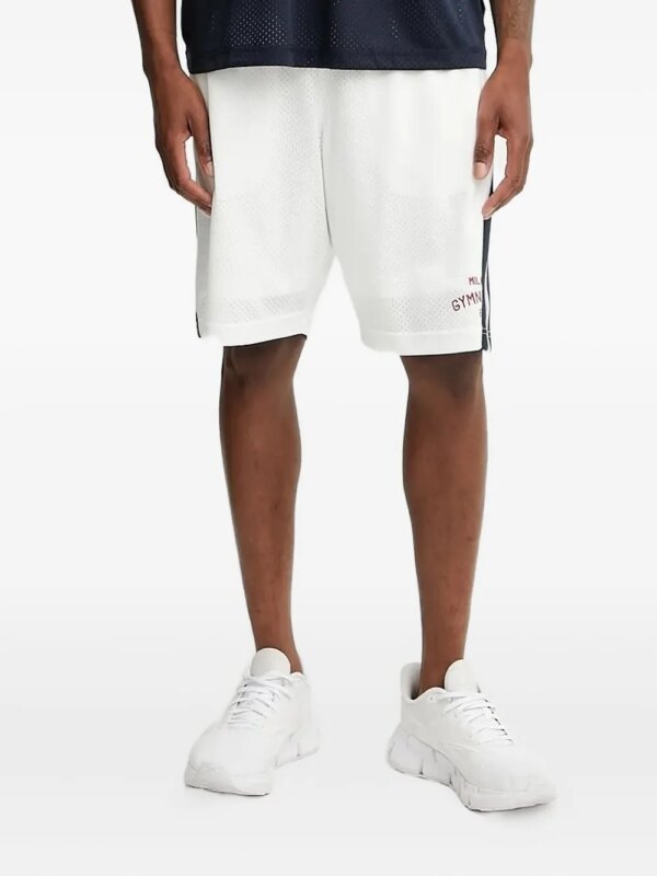 Ea7 Emporio Armani short à rayures latérales contrastantes - Blanc