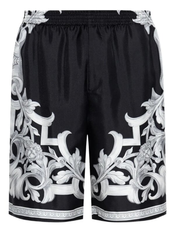 Versace short en soie à imprimé baroque - Noir
