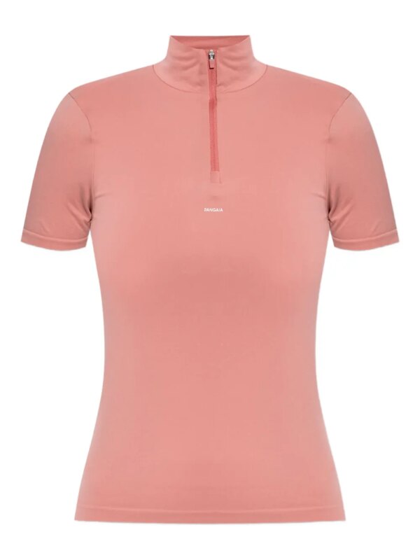Pangaia t-shirt à col zippé - Rose