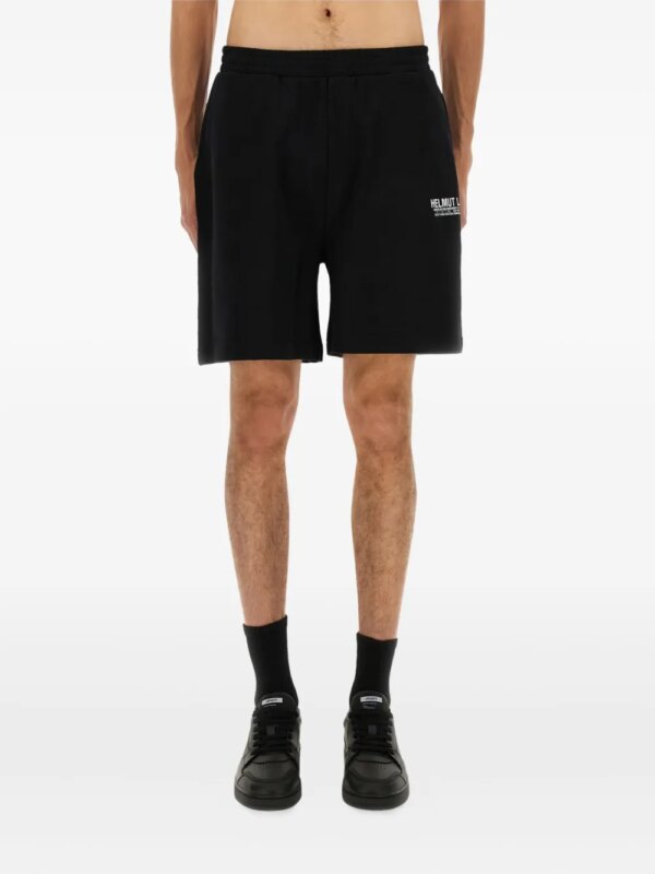 Helmut Lang short en coton à détail de logo - Noir