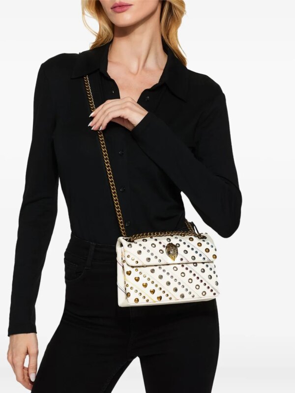 Kurt Geiger London Kensington mini-crossbodytas met kristallen - Wit