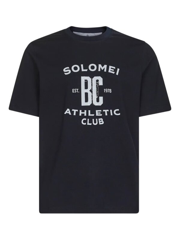 Brunello Cucinelli t-shirt nervuré à manches courtes - C4425 BLUE NAVY