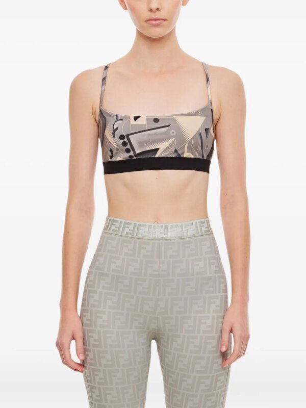 FENDI brassière de sport à motif abstrait - Gris