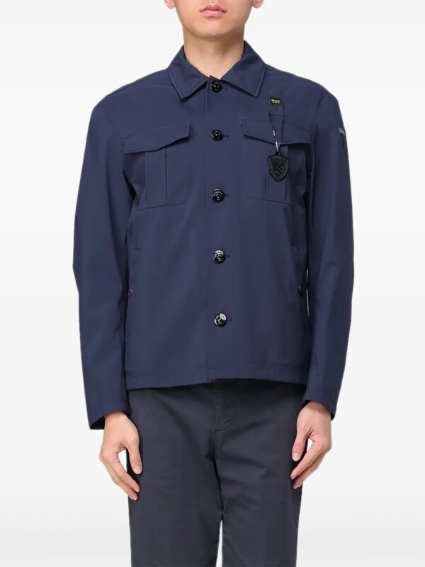 Blauer veste boutonnée à poches plaquées - Bleu