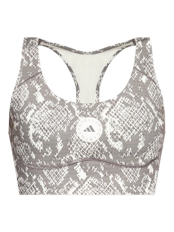 adidas by Stella McCartney brassière de sport à imprimé peau de serpent - Gris
