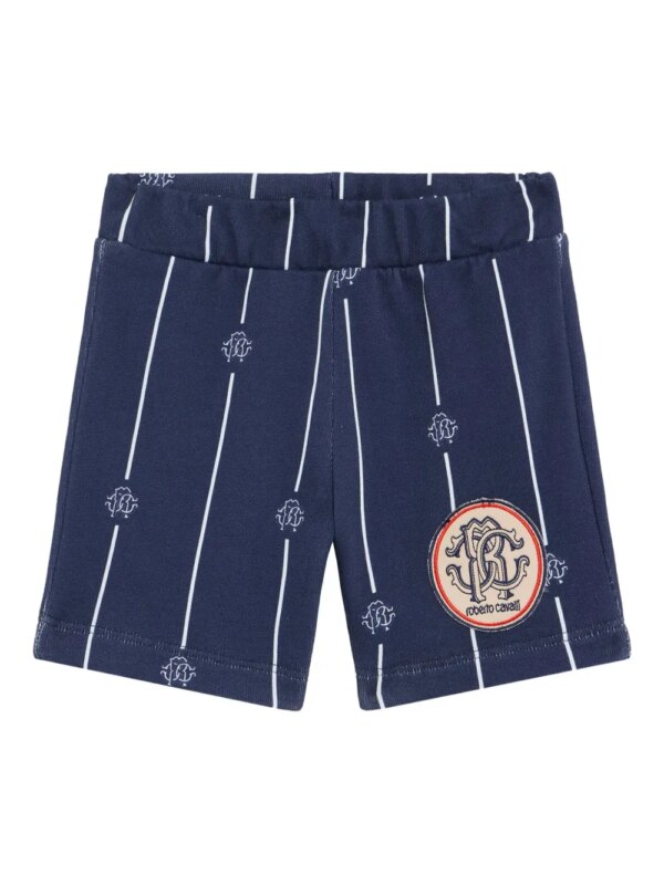 Roberto Cavalli short de sport à logo - Bleu