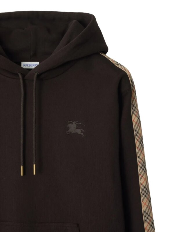 Burberry Katoenen hoodie met geruite afwerking - Bruin