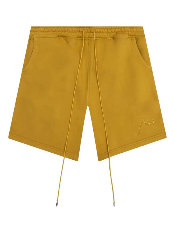 RHUDE short de sport à logo brodé - Jaune