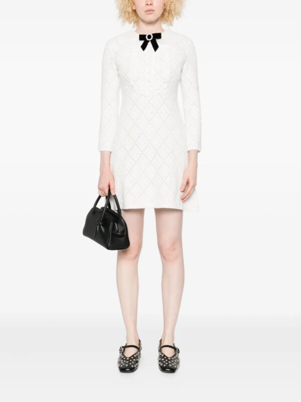 Self-Portrait Mini-jurk verfraaid met strik - Wit