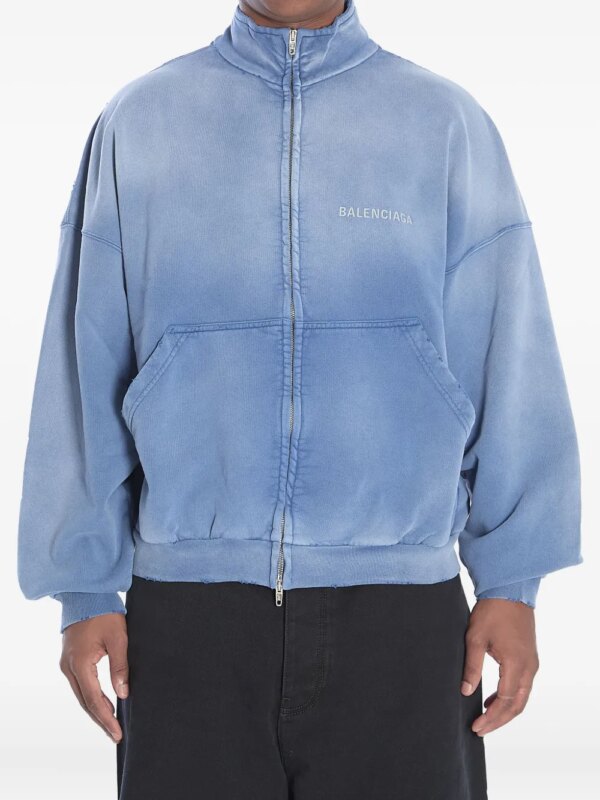 Balenciaga veste zippée à logo brodé - Bleu