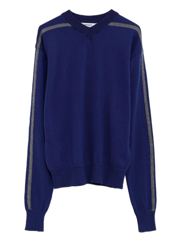 Gimaguas pull rayé Sport à col v - Bleu