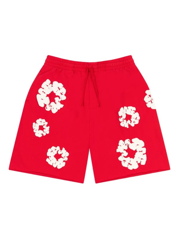Denim Tears short de sport à imprimé couronne - Rouge