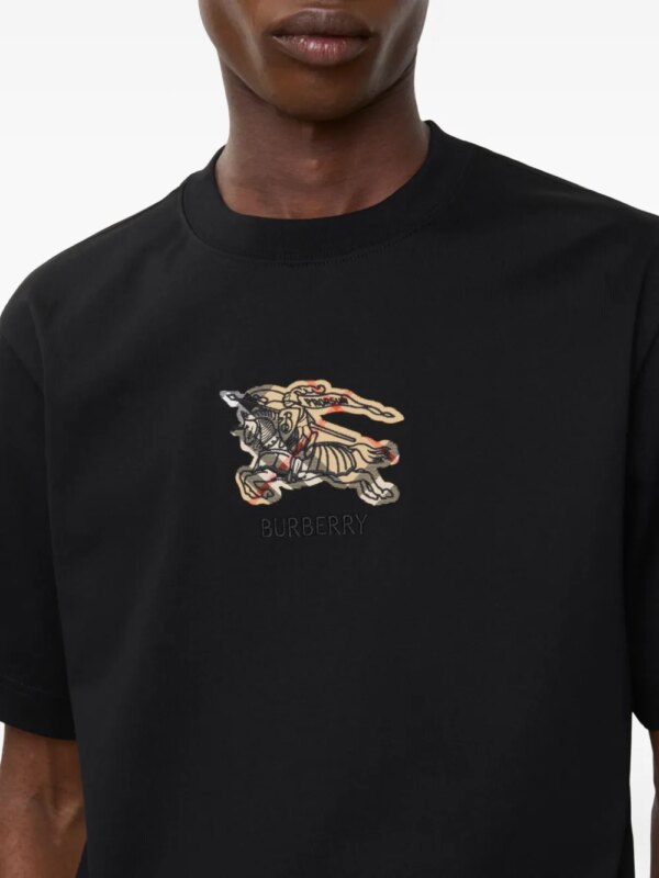 Burberry Katoenen T-shirt met Equestrian Knight-print - Zwart