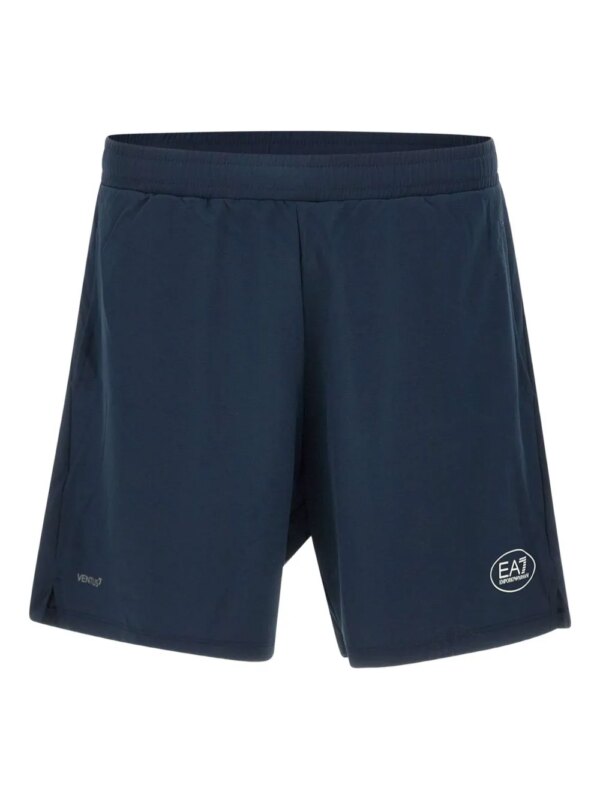 Ea7 Emporio Armani short à taille élastiquée - Bleu