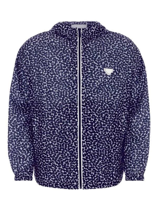 Prada coupe-vent à logo imprimé - Bleu