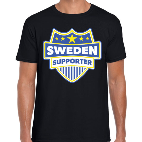 Zweden / Sweden schild supporter t-shirt zwart voor heren