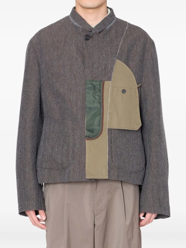 Kolor veste en tweed à motif de chevrons - Gris