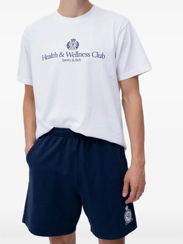 Sporty & Rich short à détail de logo - Bleu
