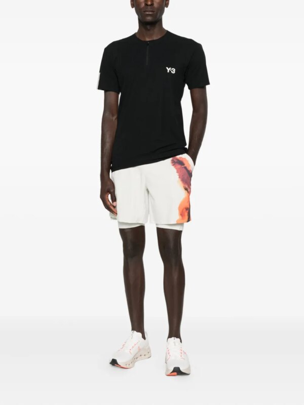 Y-3 T-shirt met vlakken en rits - Zwart