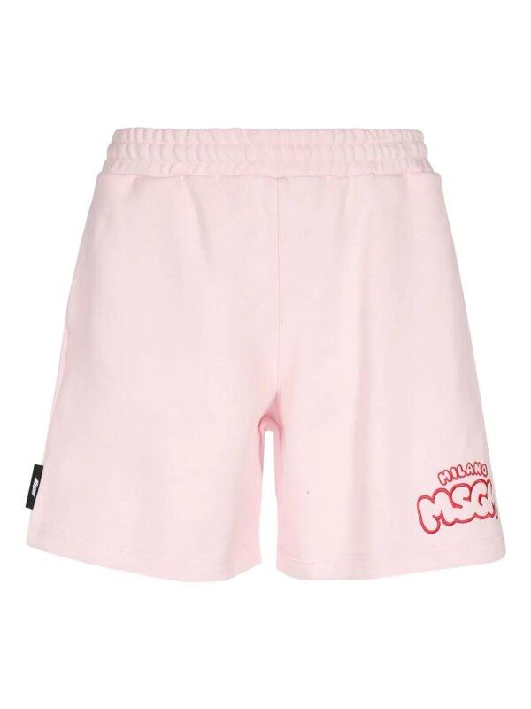 MSGM short élastiqué à patch logo - Rose