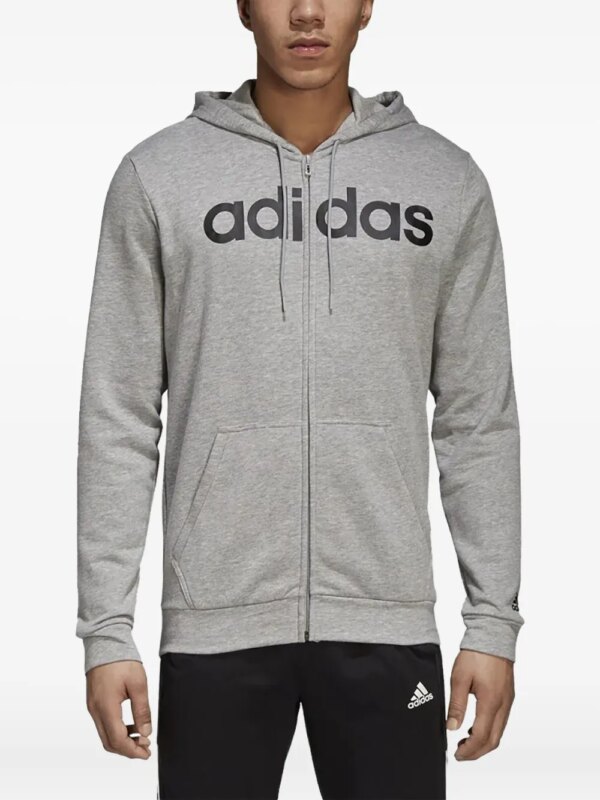 adidas hoodie zippé à logo imprimé Essentials - Gris