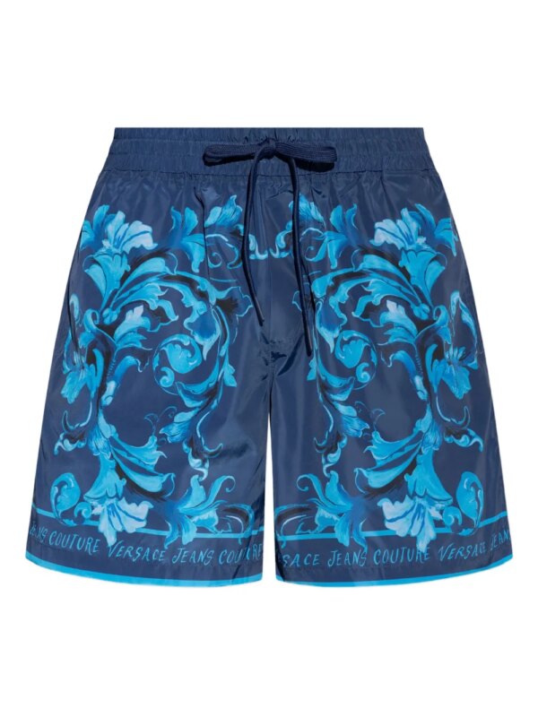 Versace Jeans Couture short de sport à imprimé baroque - Bleu