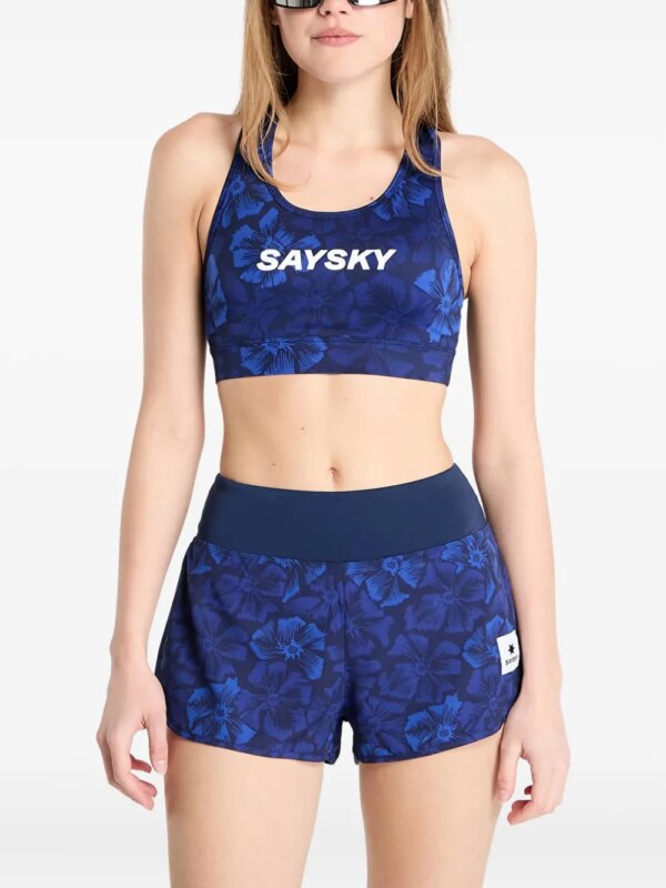 SAYSKY brassière de sport à fleurs - Bleu