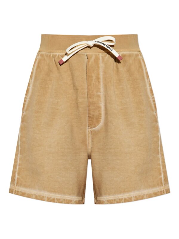 DSQUARED2 short de sport en coton à lien de resserrage - Tons neutres