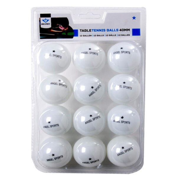Angelsports Tafeltennis Balletjes - 12x - Wit - D40mm - Pingpong