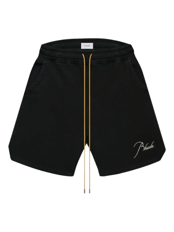 RHUDE short à logo brodé et lien de resserrage - Noir