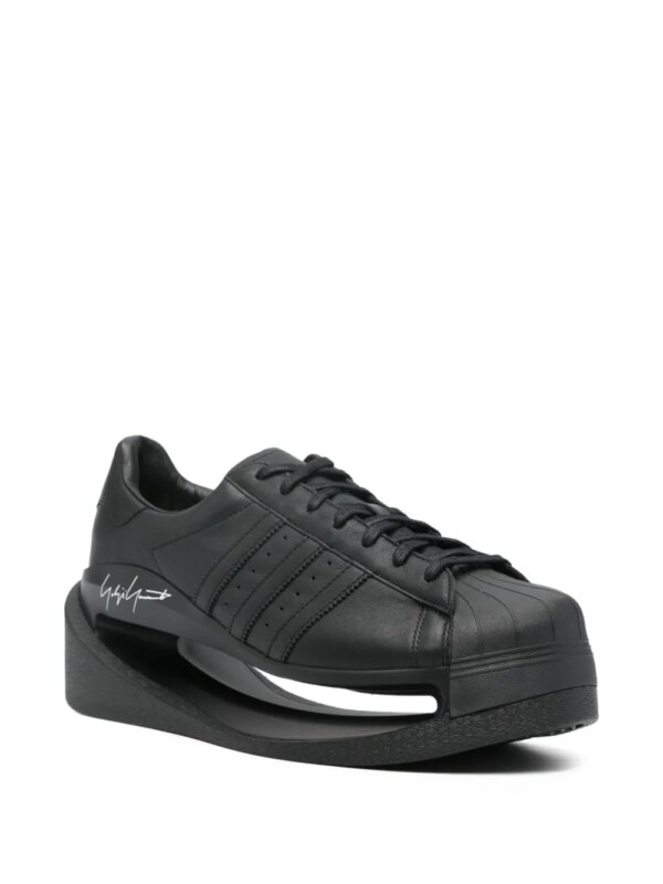 Y-3 Leren sneakers met plateauzool - Zwart