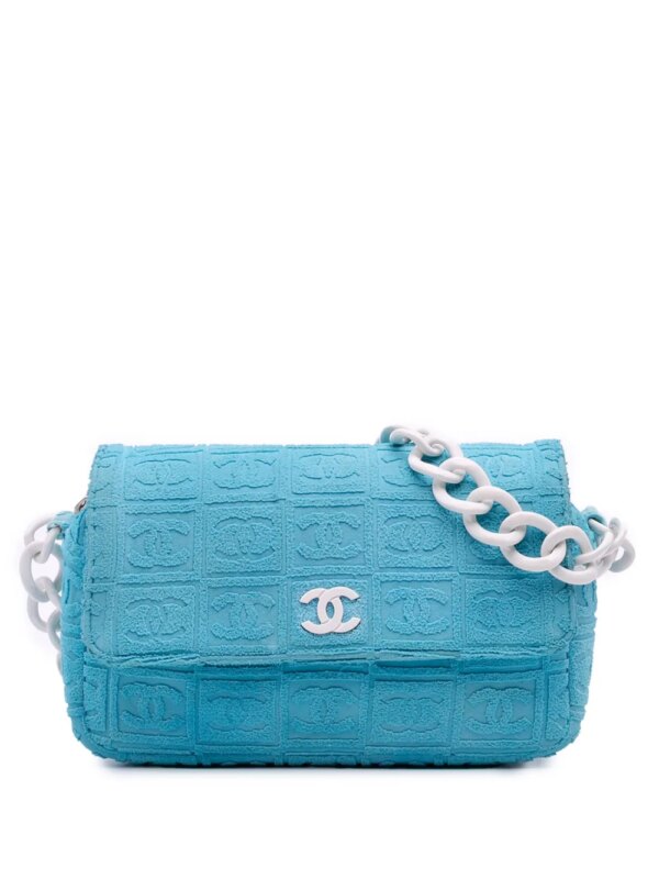 CHANEL Pre-Owned sac porté épaule Sport Line Flap en molleton (2002-2003) - Blanc