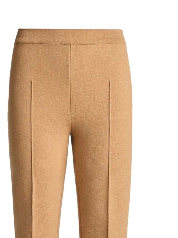 High Sport Kick flared broek met geometrisch patroon - Beige