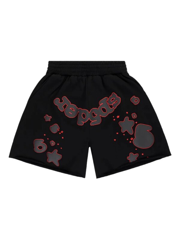 SP5DER short en coton à logo imprimé - Noir