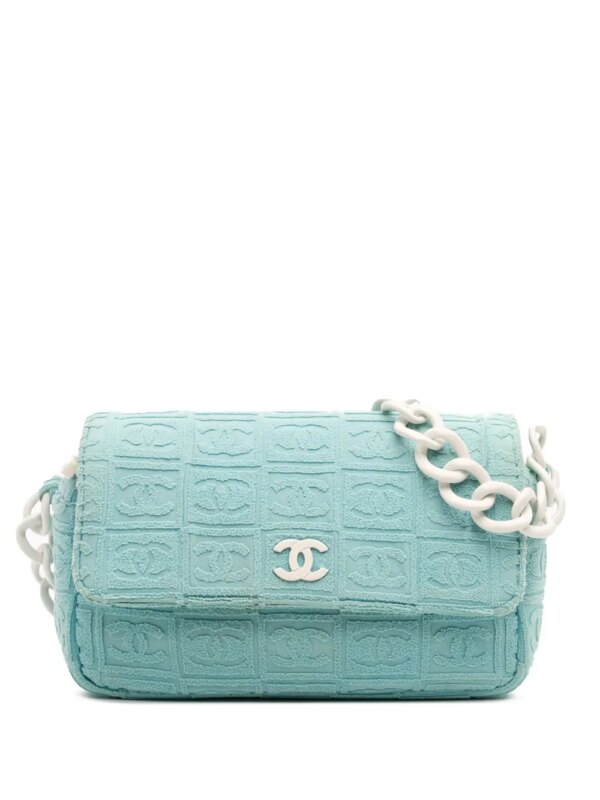 CHANEL Pre-Owned sac porté épaule Sport Line Flap en molleton (2002-2003) - Blanc