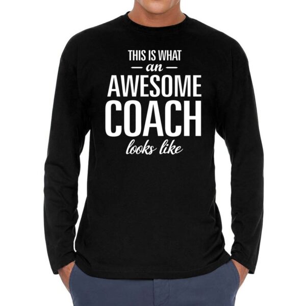 Zwart long sleeve shirt met Awesome coach bedrukking heren