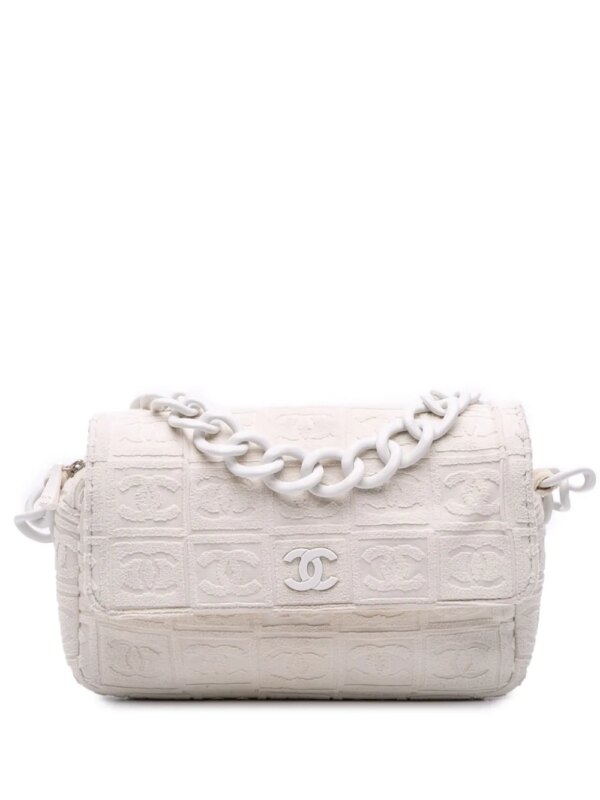 CHANEL Pre-Owned sac porté épaule Sport Line Flap en molleton (2002-2003) - Blanc