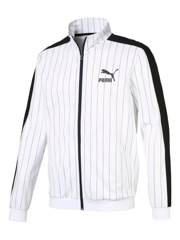 PUMA veste zippée à fines rayures T7 - Blanc