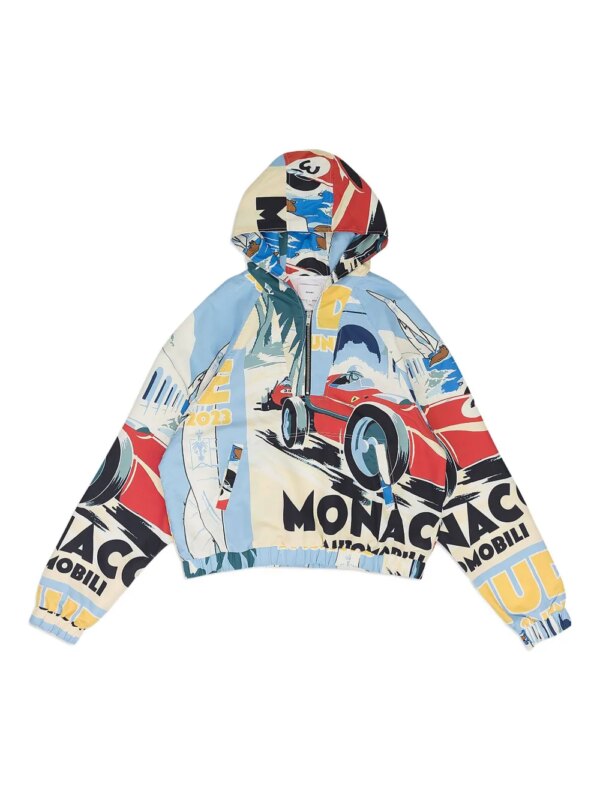 RHUDE Monaco Sport quarter-zip printed hoodie - Tons neutres
