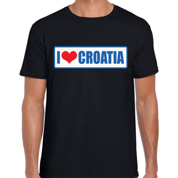 I love Croatia / Kroatie landen shirt met bordje in de kleuren van de Kroatische vlag zwart voor heren