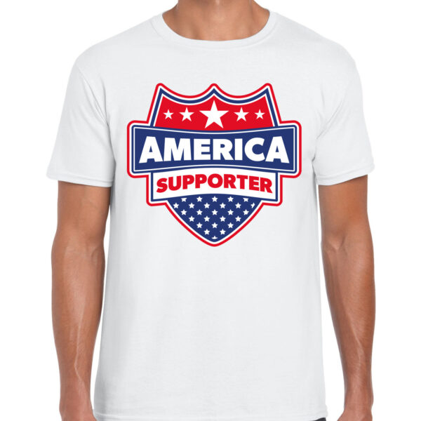 Amerika / America schild supporter t-shirt wit voor heren