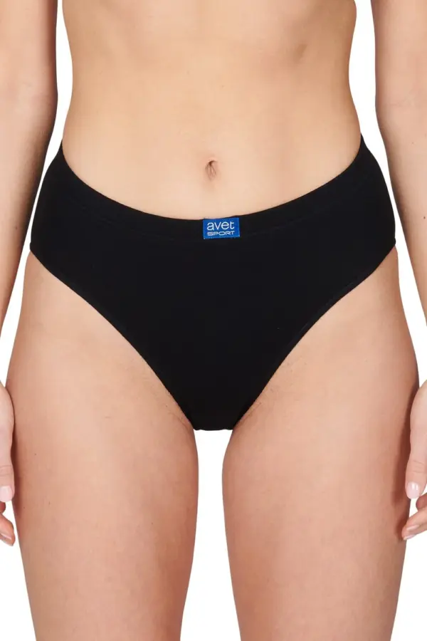 Dames High leg slip 3270 sport - Dames onderbroek - kanten ondergoed -badstof kruisje - wit en zwart