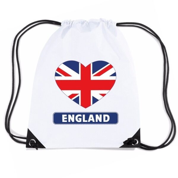 I Love Engeland - Great Brittain - hartjes vlag - nylon - sport - rugzak - wit