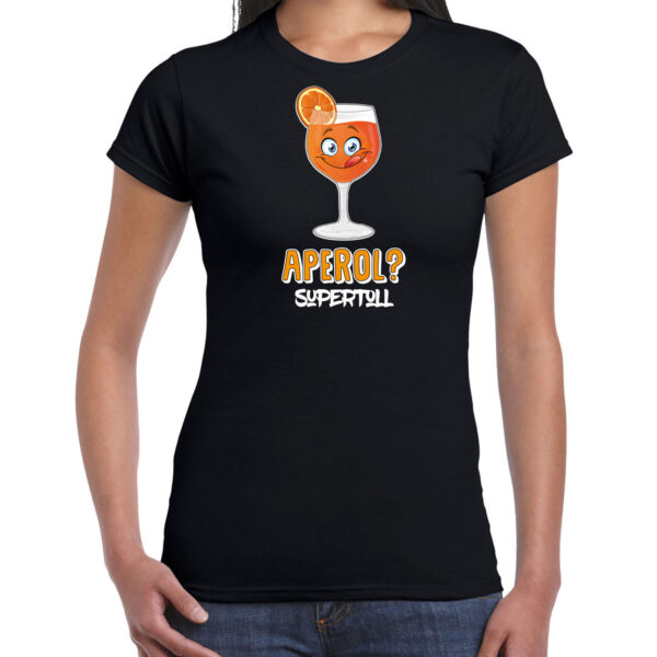 Apres ski t-shirt voor dames - aperol supertoll - zwart - apres ski/wintersport - aperol spritz