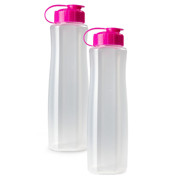 Outdoor Waterfles/bidon - 2x - kunststof - roze - 1500 ml - sport/fitness drinkfles