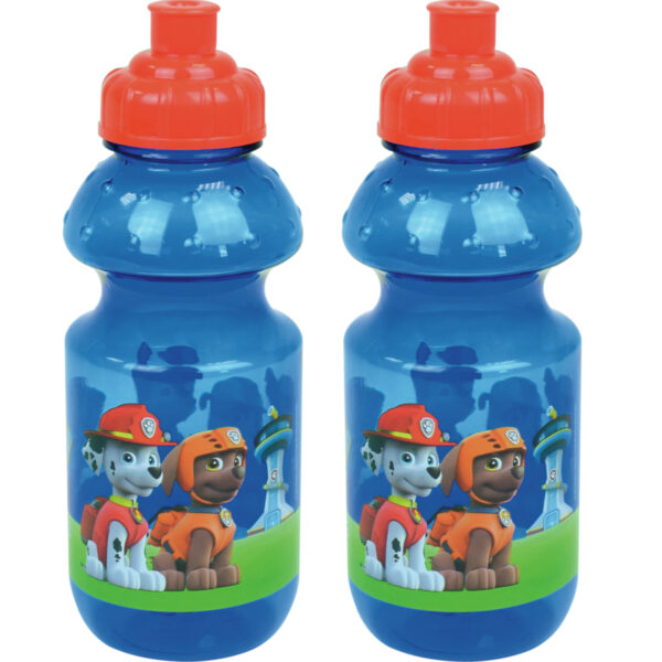 2x paw patrol bidon - 350 ml - kunststof - pop-up - drinkbeker - schoolbeker - beker
