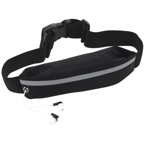 Hardloop heuptasje/buideltasje - zwart - 24 x 4,2 cm - Reflecterend