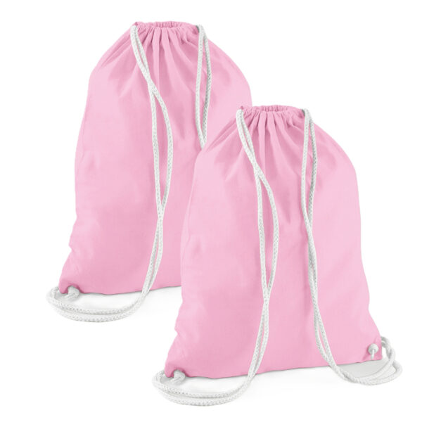 Gymtas sport/zwemmen - 2x - rugzak - lichtroze - rijgkoord - 46 x 37 cm - katoen