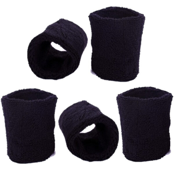 Zweetbandjes set - Zwart - pols - voor volwassenen - 10x stuks