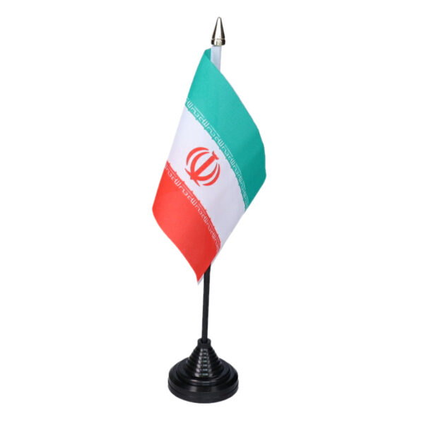 Vlag Iran tafelvlaggetjes - 1x stuks - 10 x 15 cm vlag - met zwarte standaard